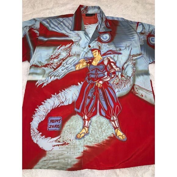 Vintage Dutch Boy Point Zero Anime Hero Dragon Design Button Shirt Adult Xl - Picture 2 of 15